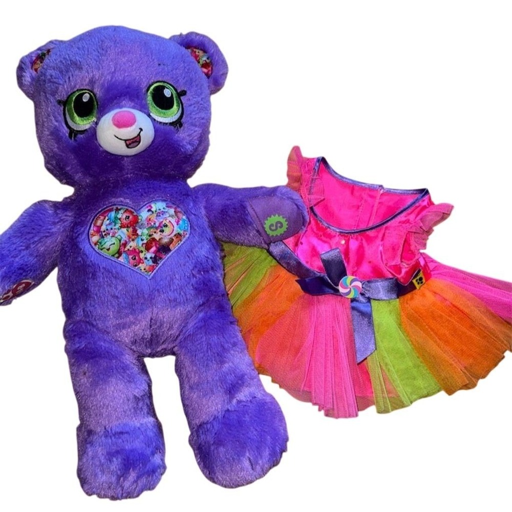 Build-A-Bear Limited Edition‎ Purple Shopkins Bear 16" Plush w/ Dress